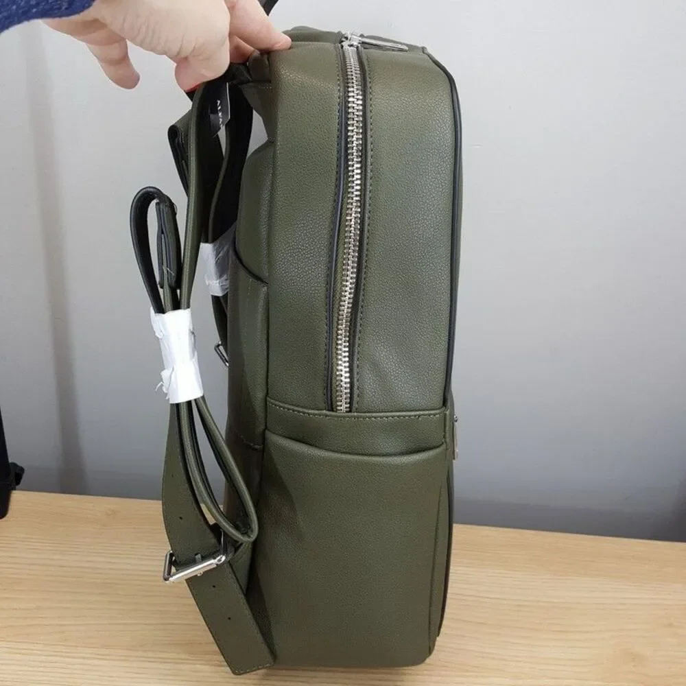 ALFANI Backpack Olive Green Faux Leather Workwear Travel Business School $99